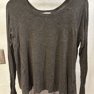 Aeropostale Charcoal Long Sleeve Women's Tee w/ Sheer Back